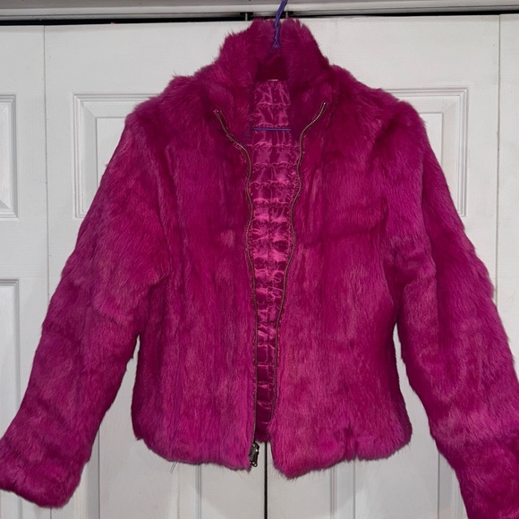 Wilsons Leather Jackets & Blazers - Wilson's Maxima  Pink Rabbit Fur  quilted Reversible Jacket
